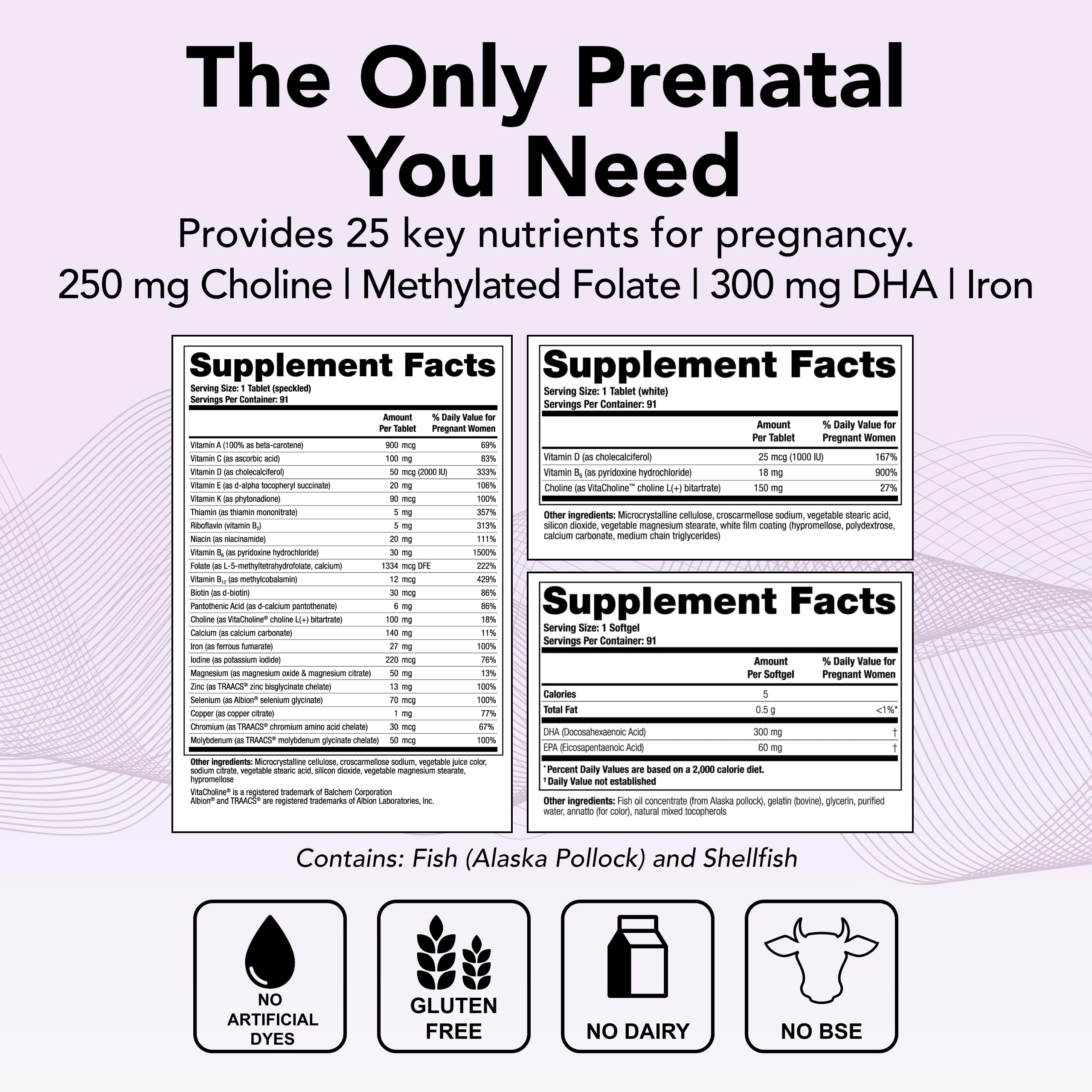 Theralogix TheraNatal Complete Prenatal Vitamin Supplement - 91-Day Supply - with DHA