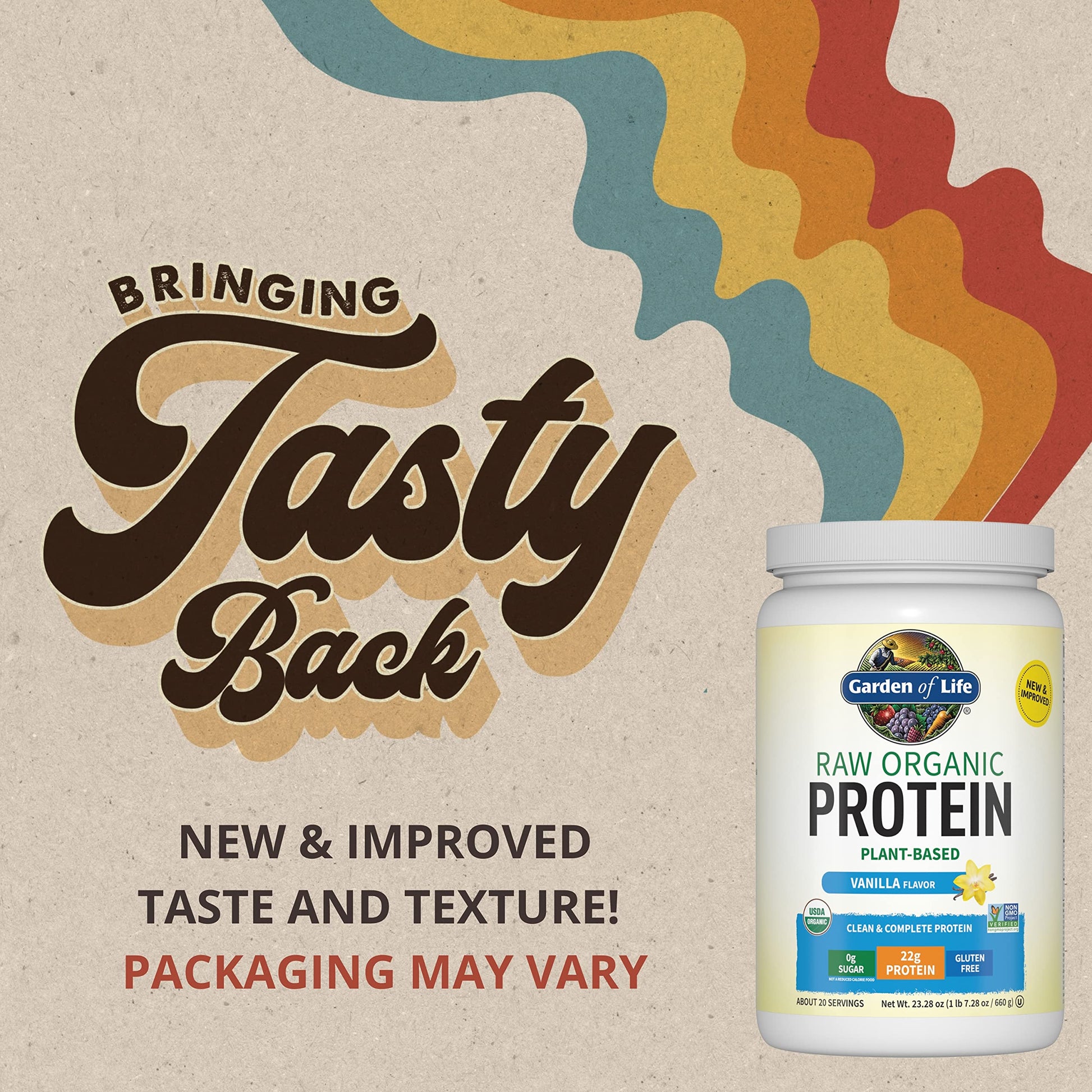 Organic Vegan Vanilla Protein Powder - Garden of Life – 22g Complete Plant Based Raw Garden of Life