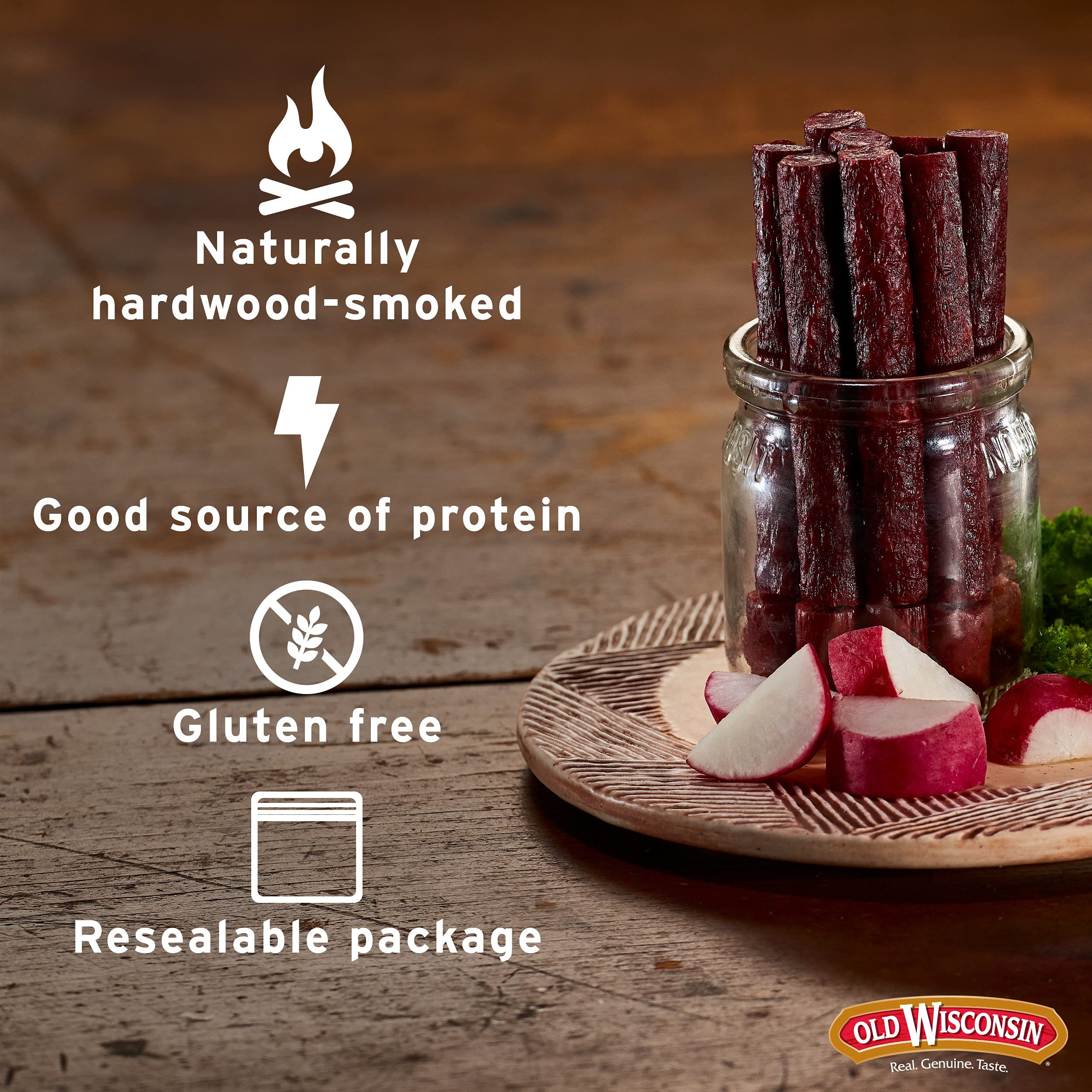 Old Wisconsin Turkey Sausage Snack Sticks, Naturally Smoked, Ready to Eat, High Protein Old Wisconsin