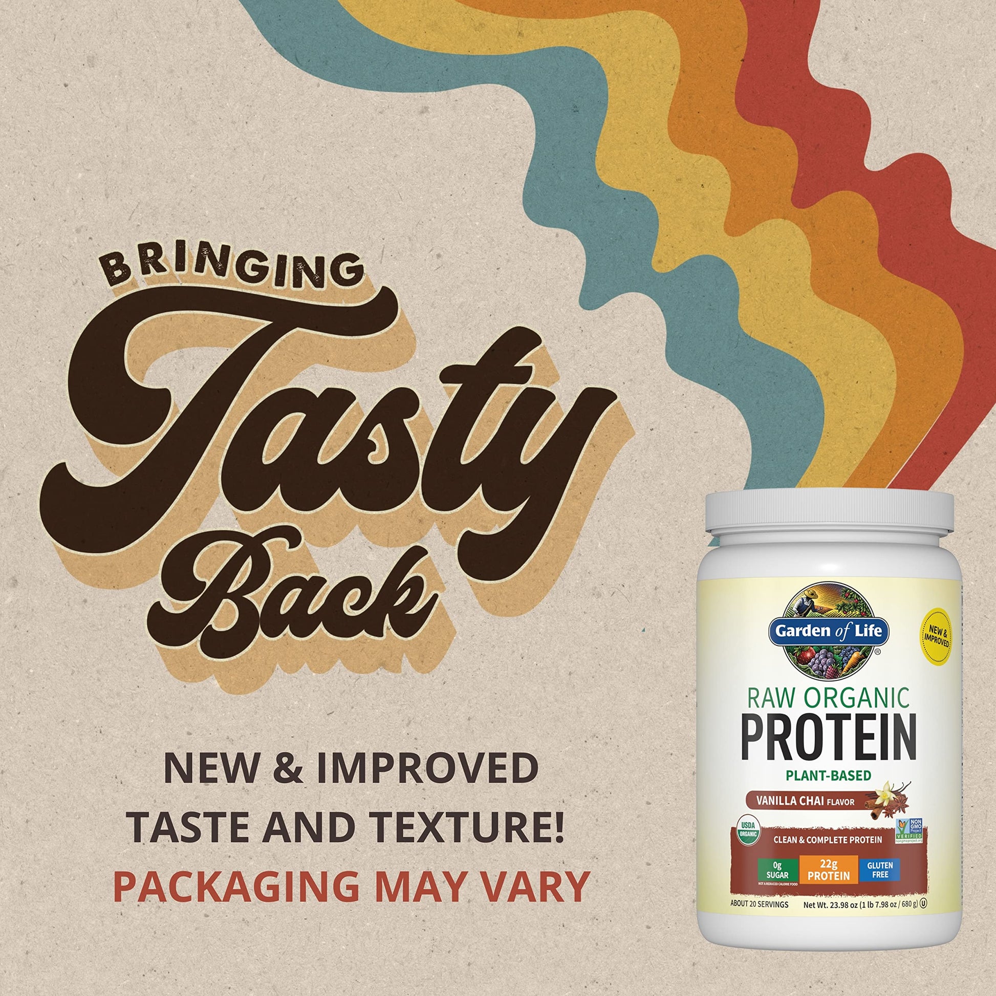 Garden of Life, Organic Vegan Vanilla Chai Protein Powder -22g Complete Plant Based Raw Garden of Life