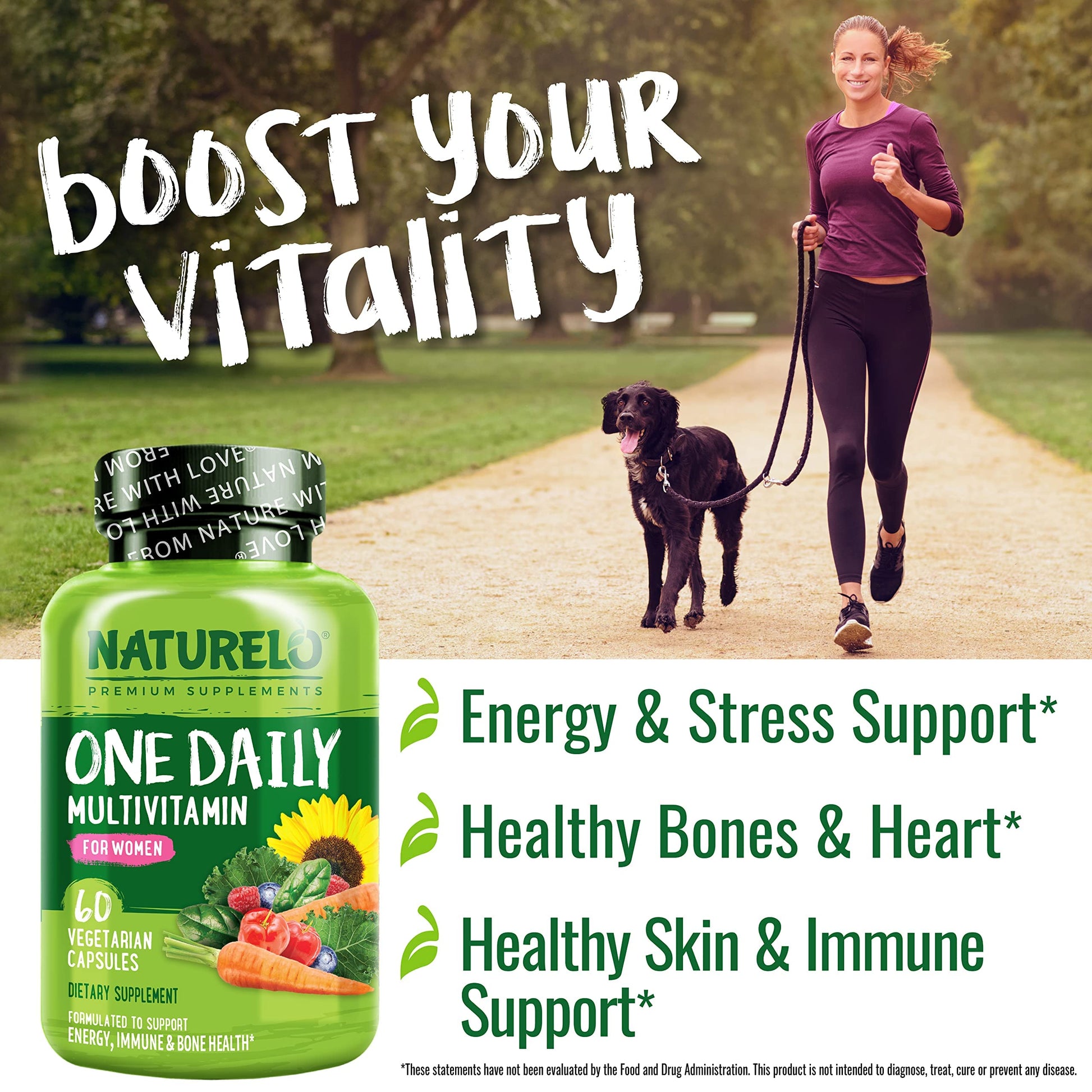 NATURELO One Daily Multivitamin for Women - Energy Support - Whole Food Supplement NATURELO