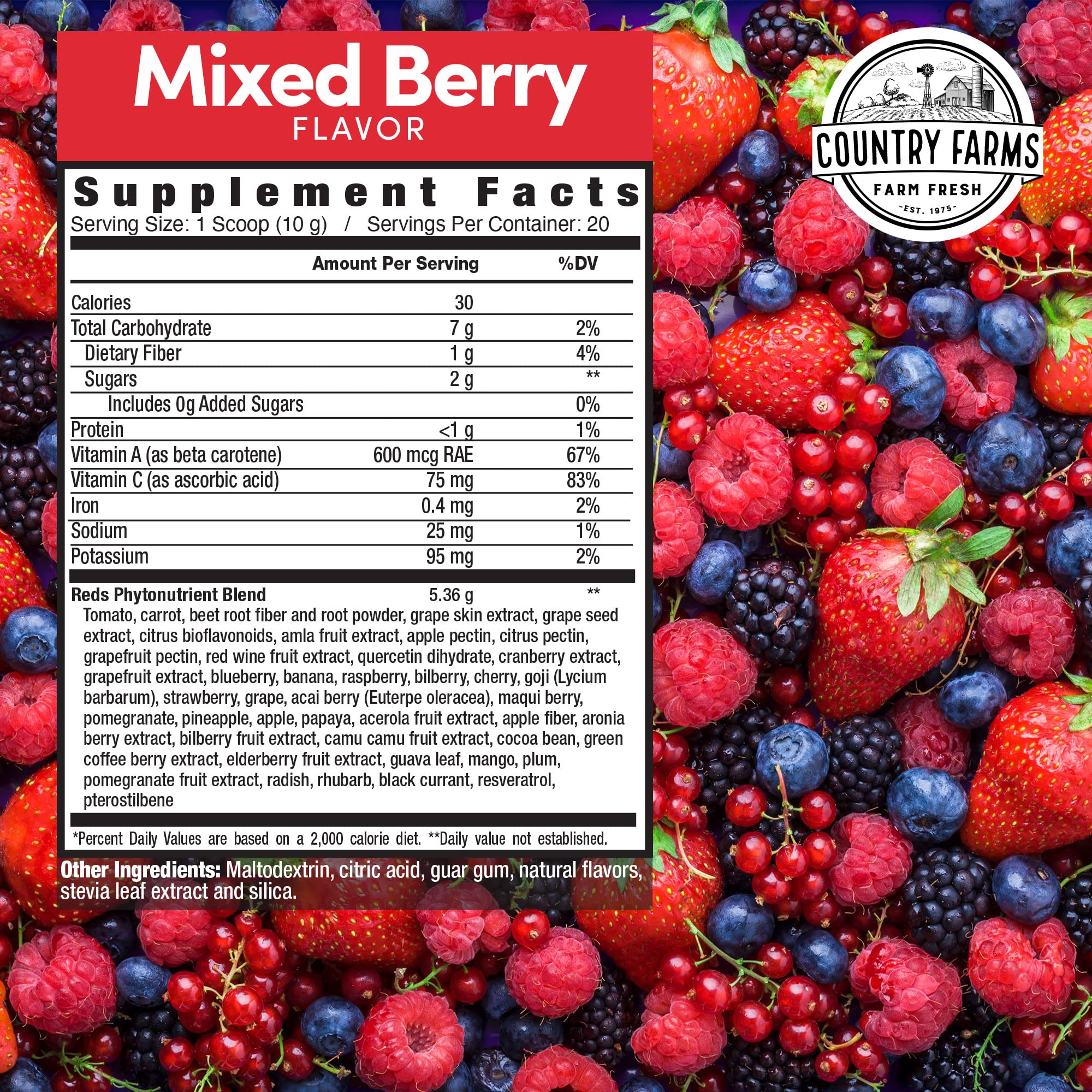 COUNTRY FARMS Super Reds, Energizing Polyphenol Superfood, Over 40 Super Fruits COUNTRY FARMS