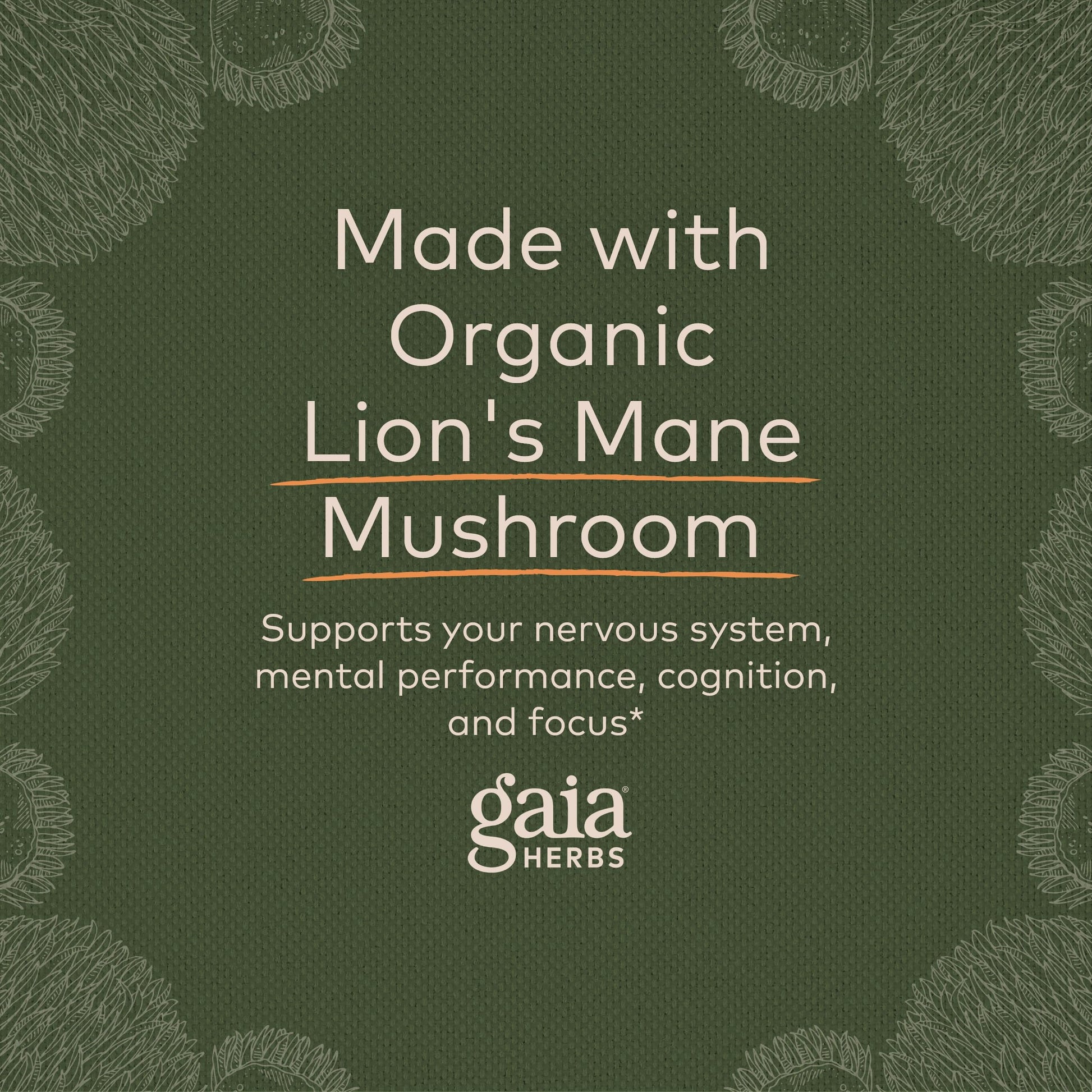Gaia Herbs Organic Lion’s Mane Mushroom - Brain and Nerve Support Supplement Gaia Herbs