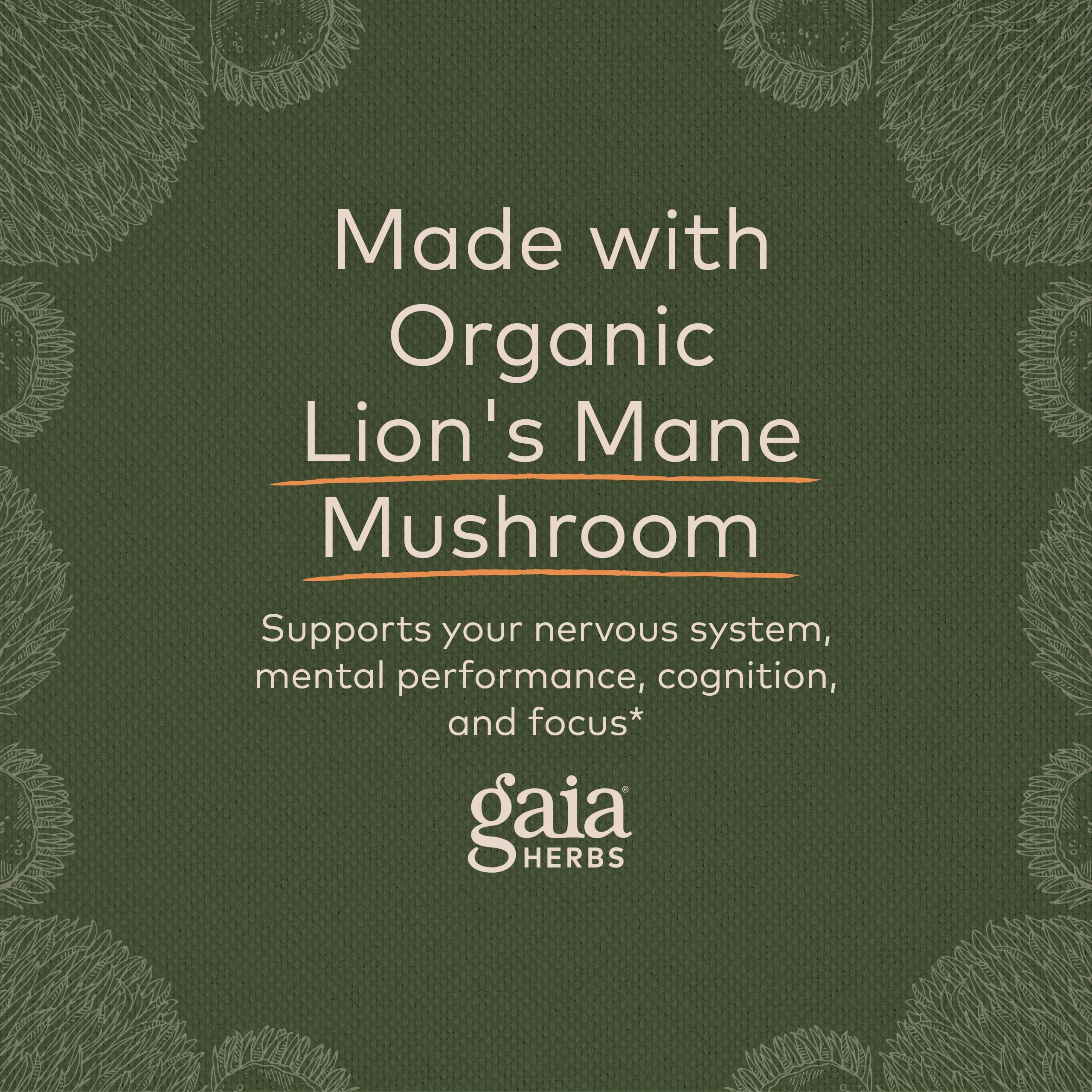 Gaia Herbs Organic Lion’s Mane Mushroom - Brain and Nerve Support Supplement Gaia Herbs