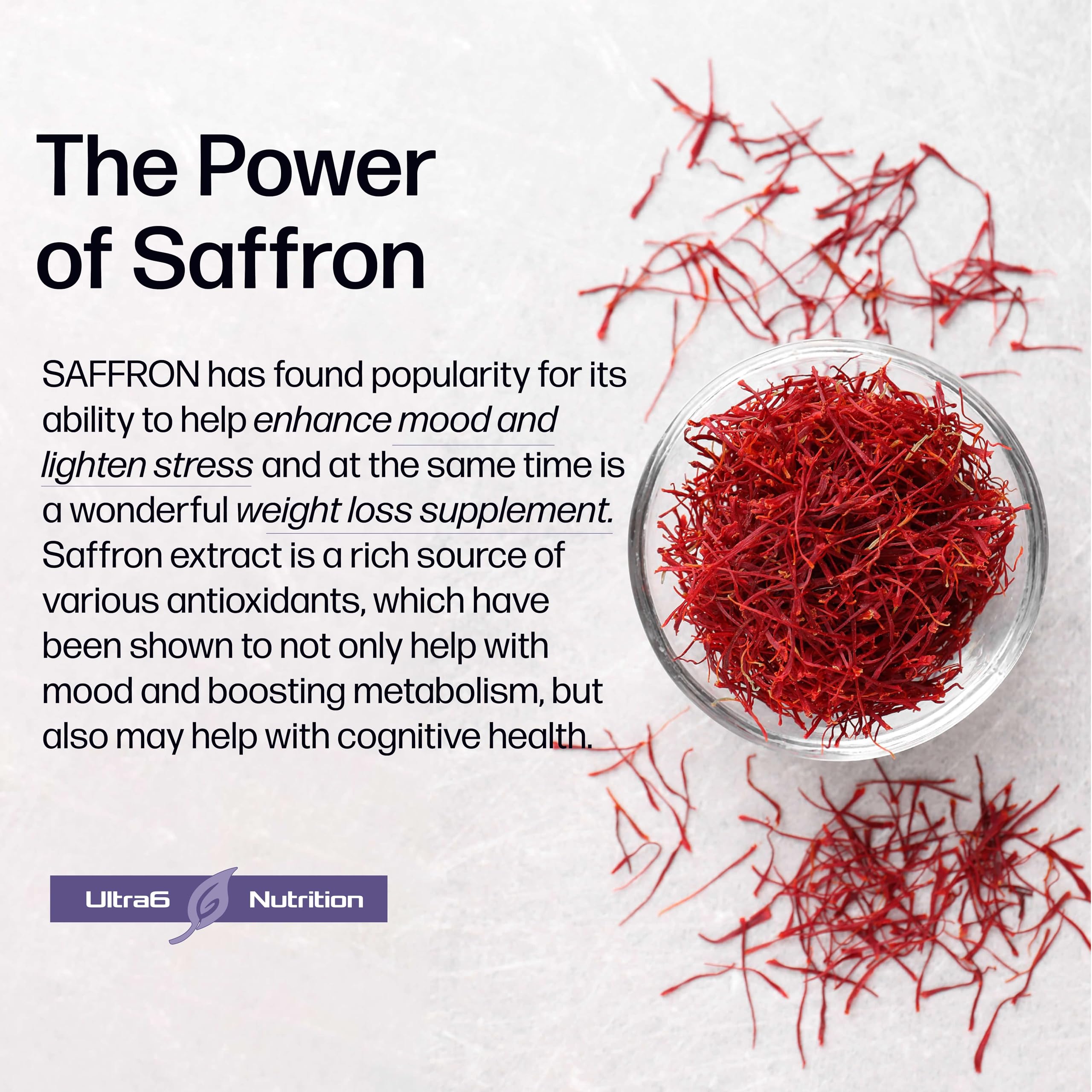Pure Saffron Extract - Appetite Suppressant for Weight Loss Women & Men - Natural Hunger Ultra6 Nutrition