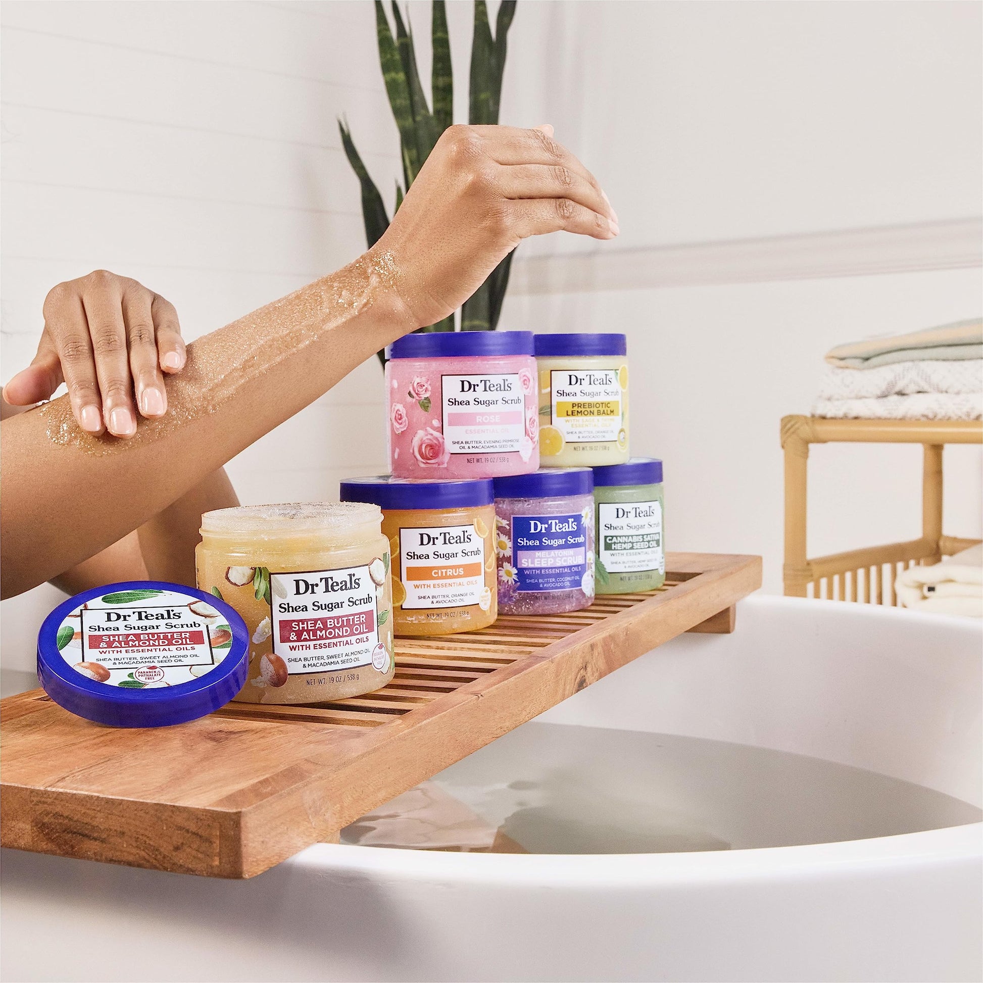 Dr Teal's Shea Sugar Body Scrub, Rose with Essential Oil, 19 oz (Pack of 3) Packaging May Dr Teal's