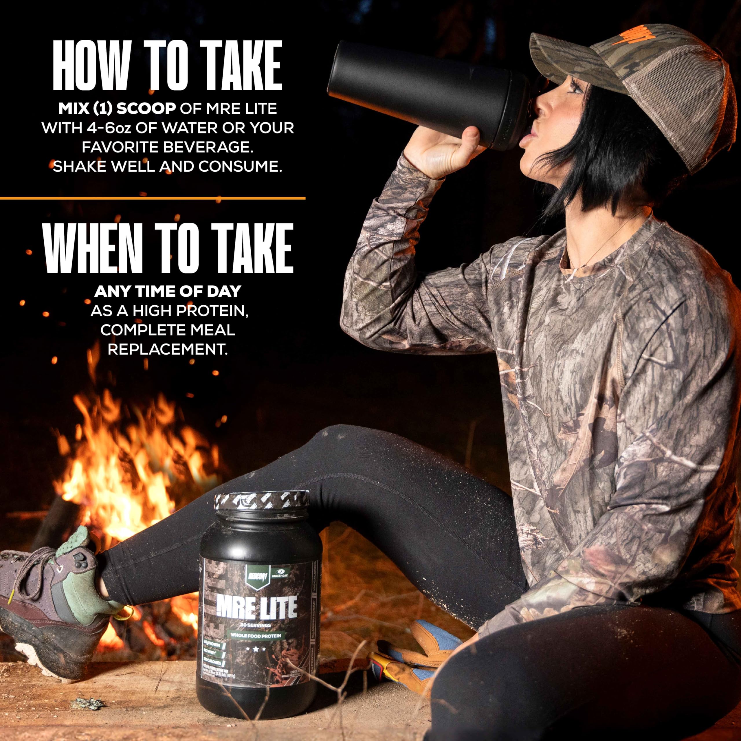 REDCON1 x Mossy Oak MRE Lite Whole Food Protein Powder, Chocolate Moose - Low Carb REDCON1