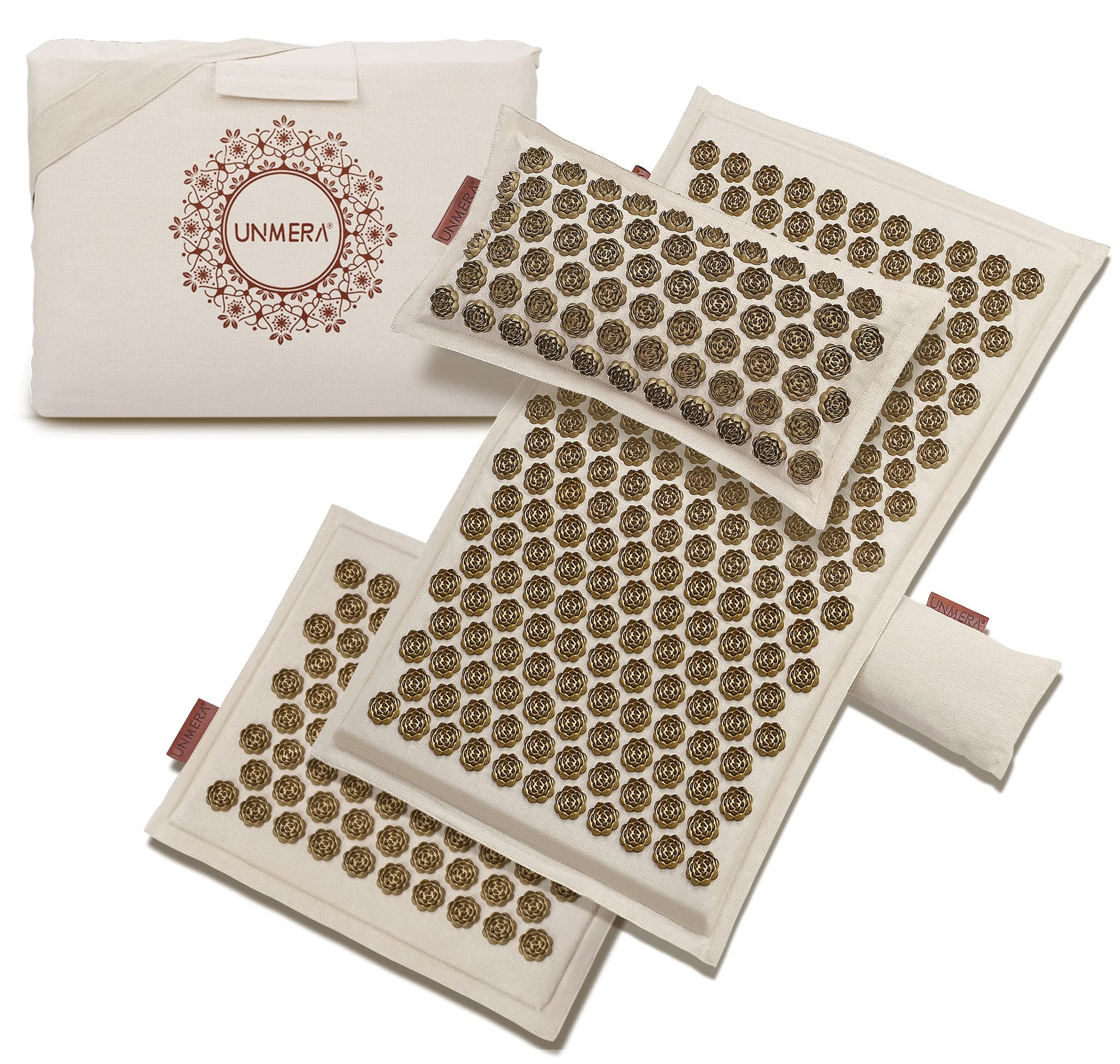 UNMERA Acupressure Mat and Pillow Set,Natural Premium Linen & Coconut Fiber Filling