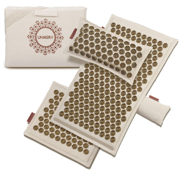 UNMERA Acupressure Mat and Pillow Set,Natural Premium Linen & Coconut Fiber Filling