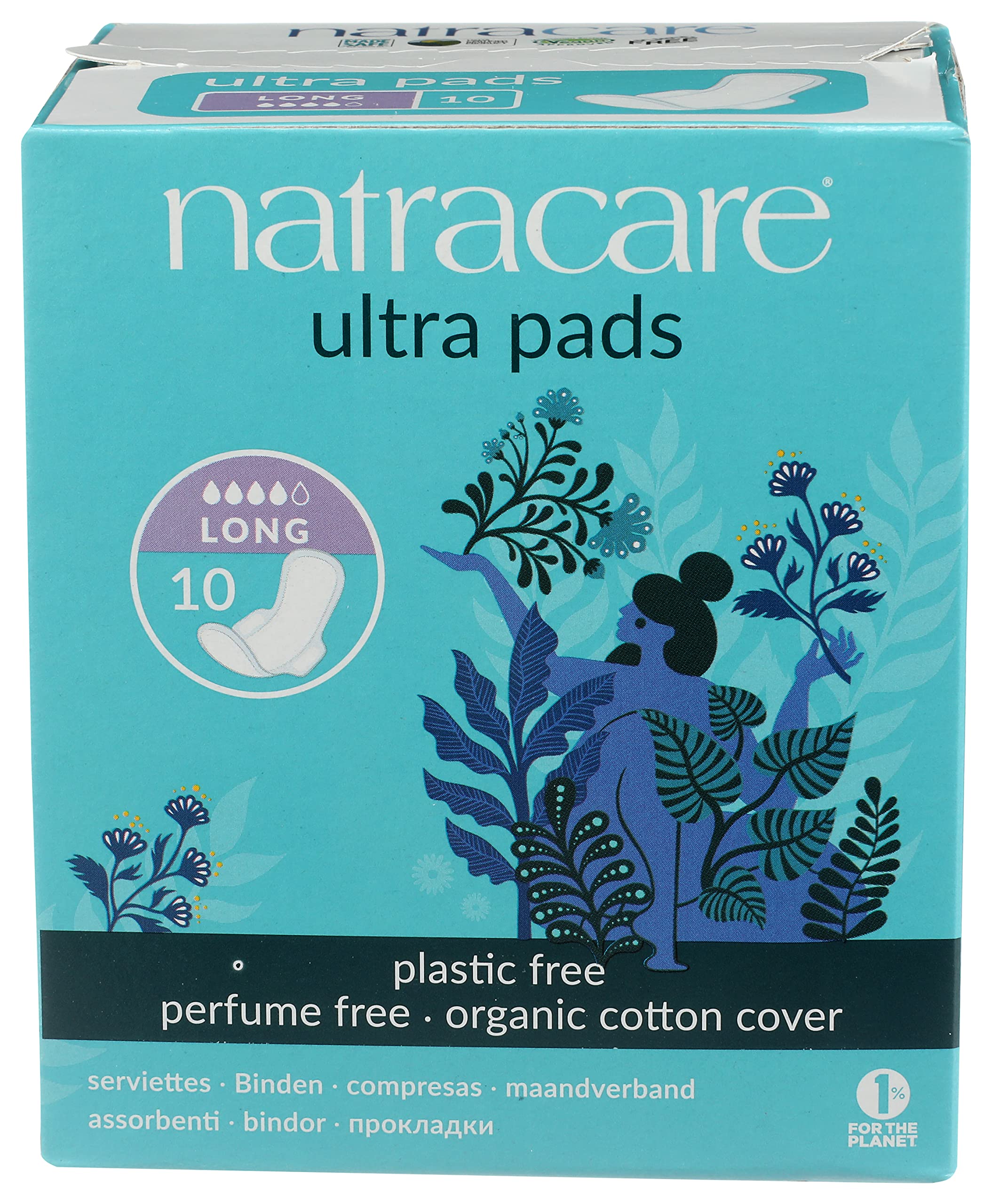 Natracare Slim Fitting Ultra Pads with Wings, Long, Made with Certified Organic Cotton NATRACARE