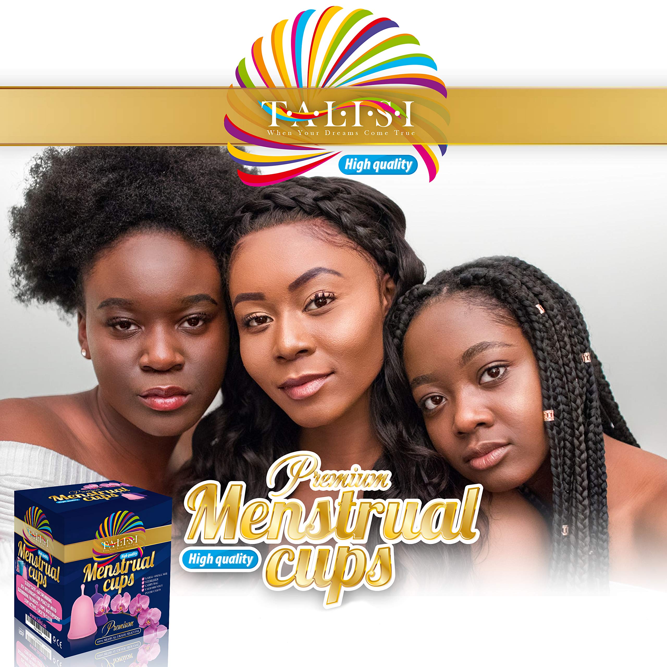 Talisi Menstrual Cups Set of 2 with Collapsible Silicone Sterilizer - Soft & Flexible Sensitive Feminine TALISI WHEN YOUR DREAMS COME TRUE