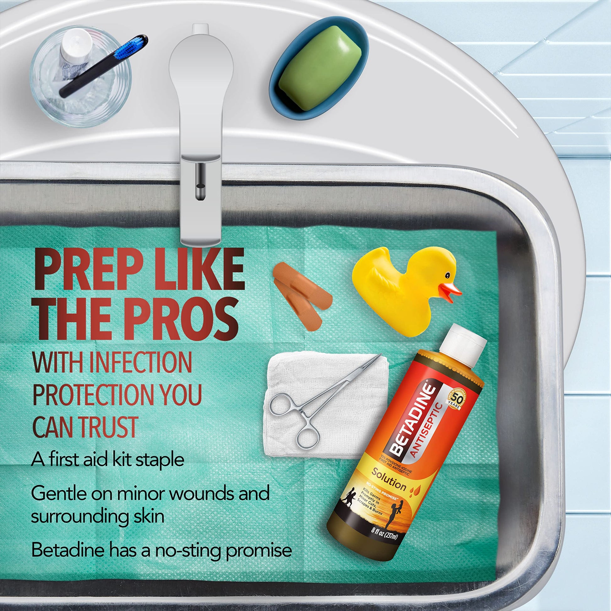 Betadine Antiseptic Liquid First Aid Solution, Povidone-iodine 10%, Infection Betadine