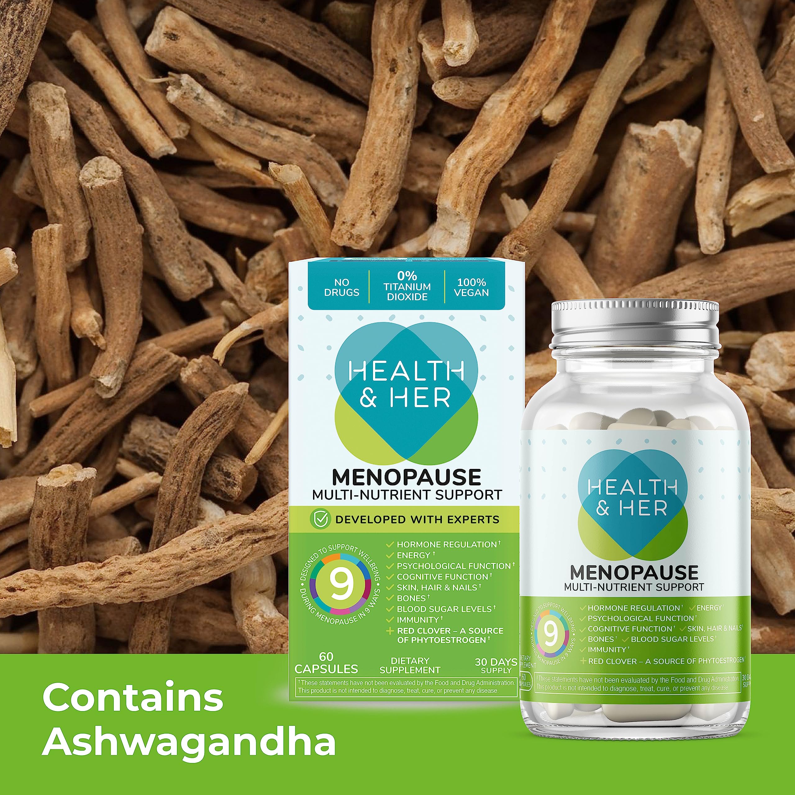 Health & Her Menopause Supplements For Women, Multi-Nutrient, Menopause Support