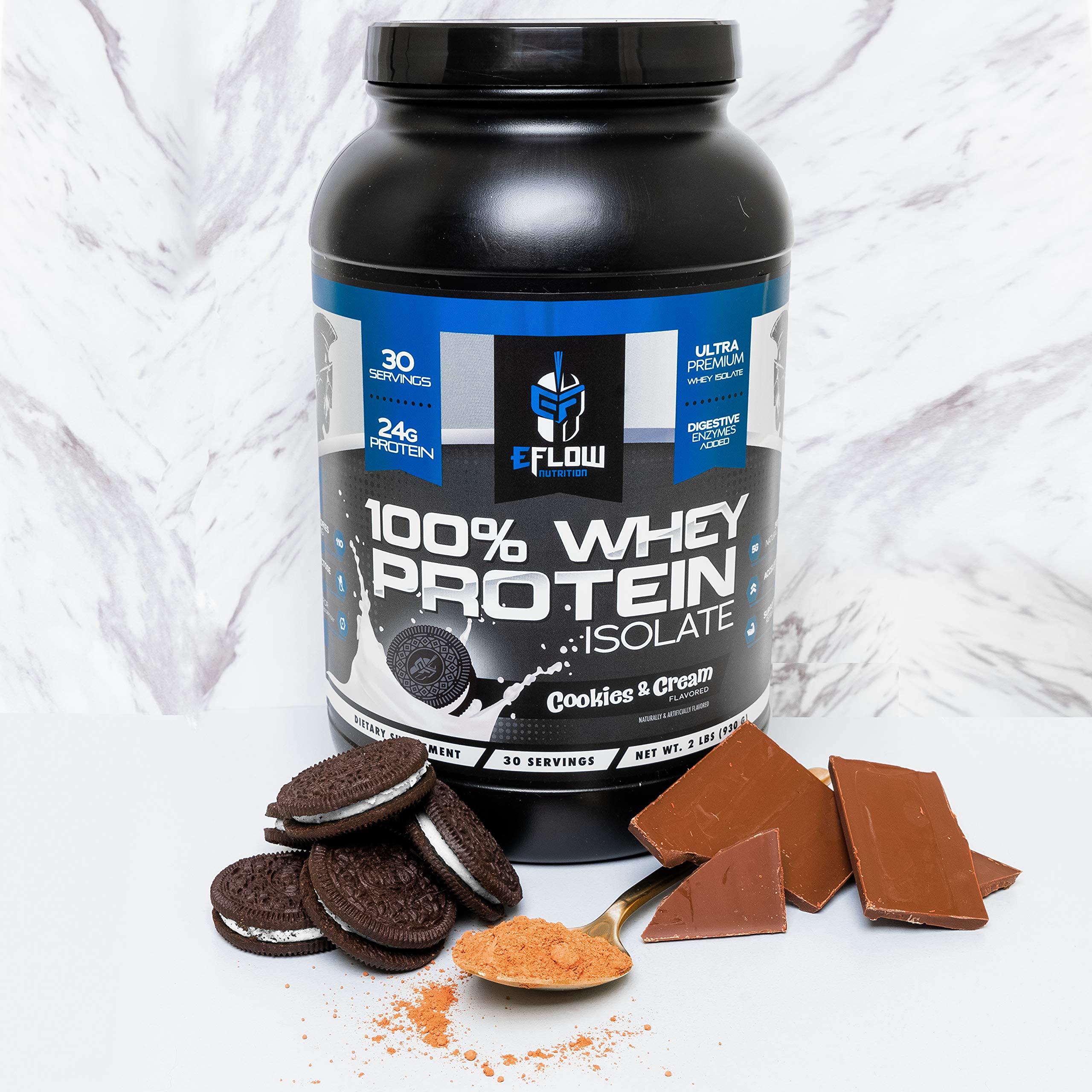 eFlow Nutrition 100% Whey Protein Isolate - Lactose-Free Digestive Enzymes Added eFlow Nutrition