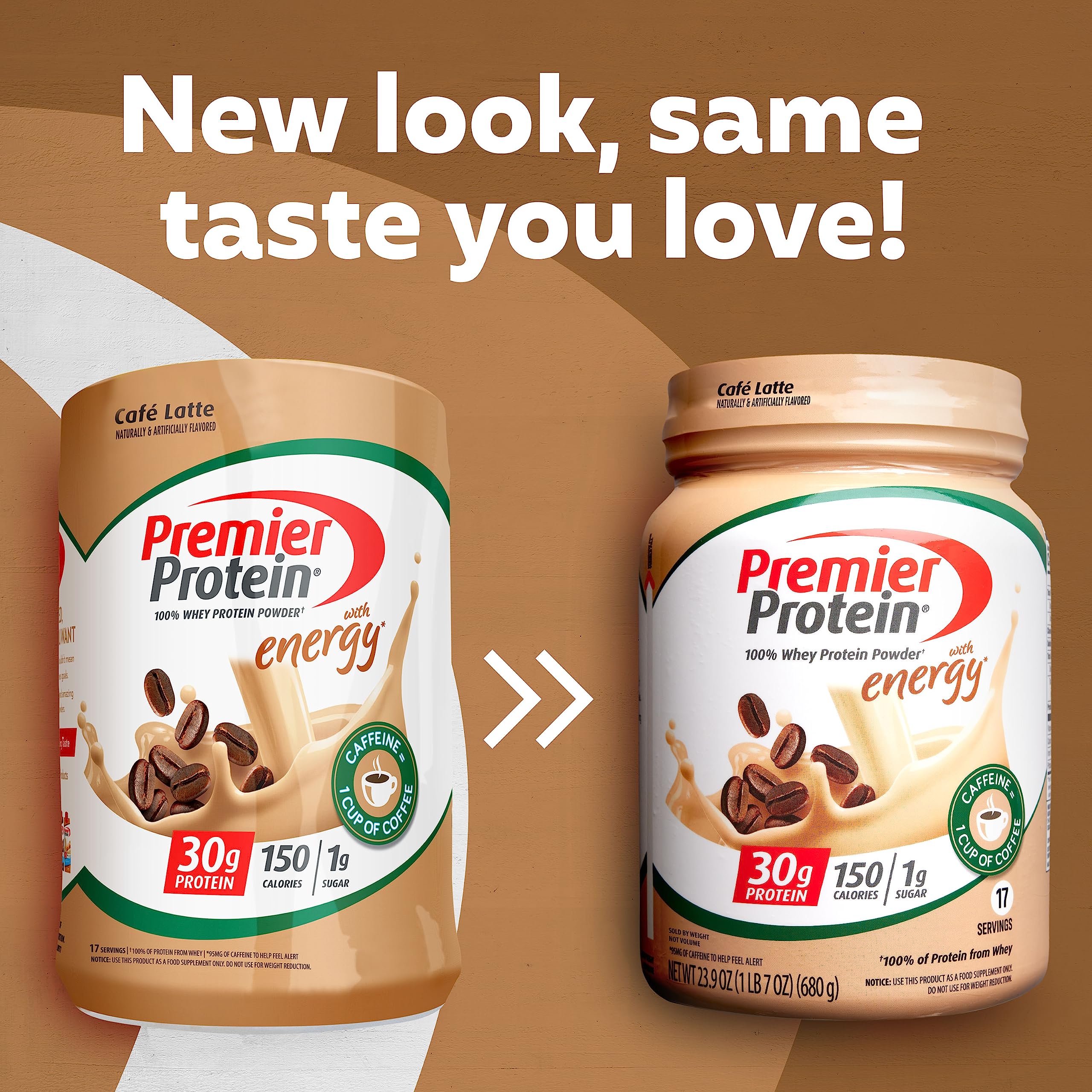 Premier Protein Powder, Cafe Latte , 30g Protein, 1g Sugar, 100% Whey Protein Premier Protein