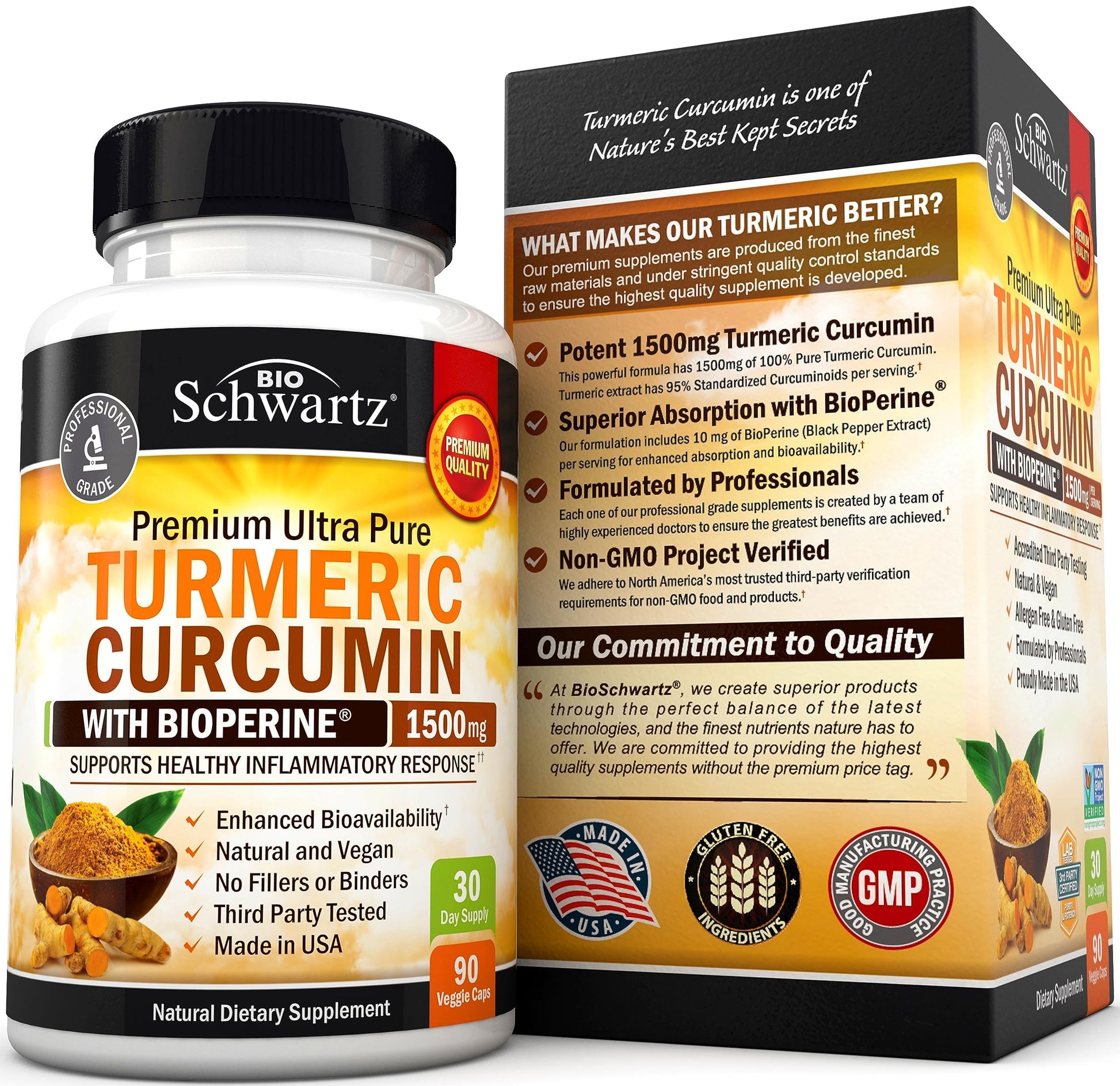 Turmeric Curcumin with Black Pepper Extract 1500mg - High Absorption