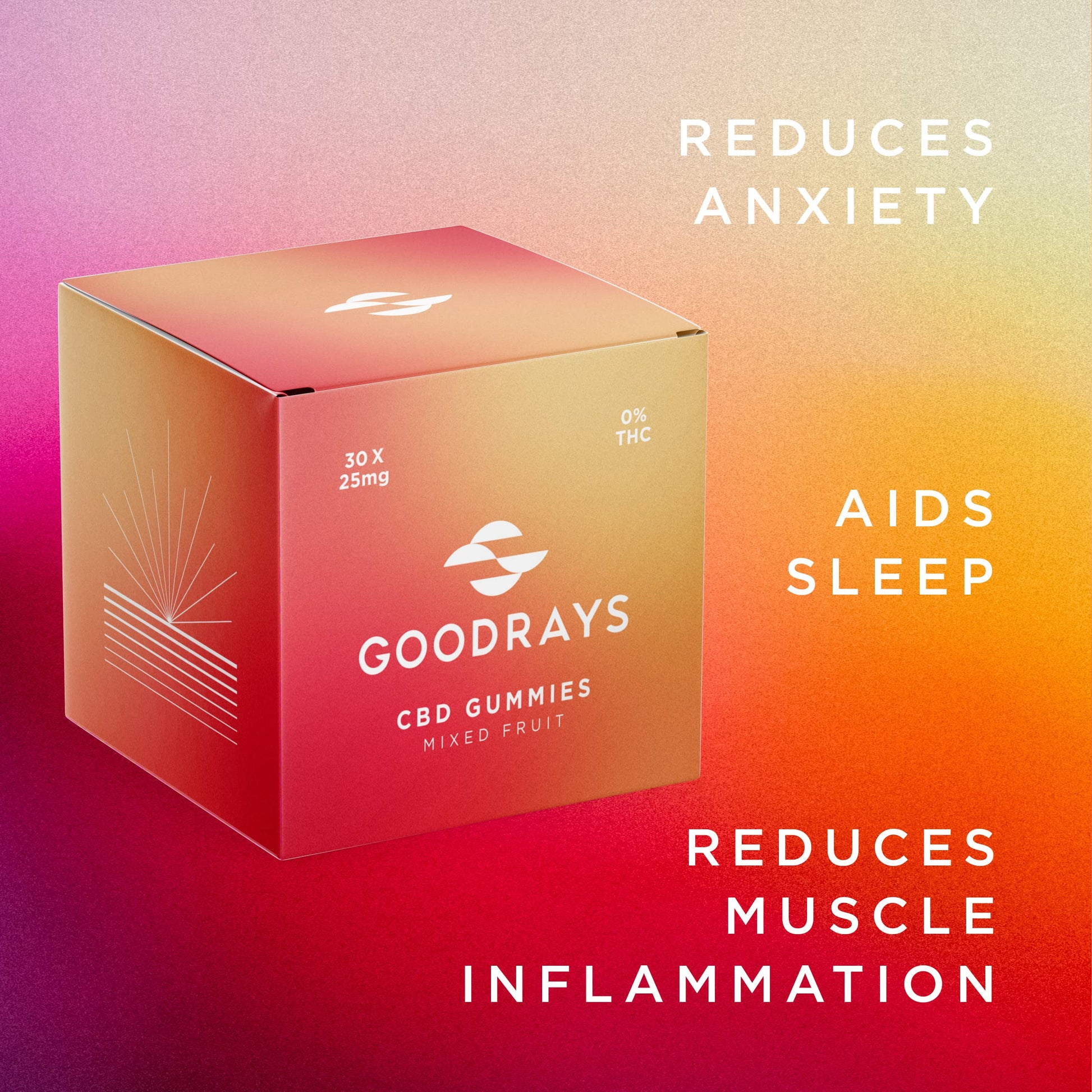 Goodrays - CBD Gummies - High Strength 30 x 25mg Mixed Fruits CBD Edibles Goodrays