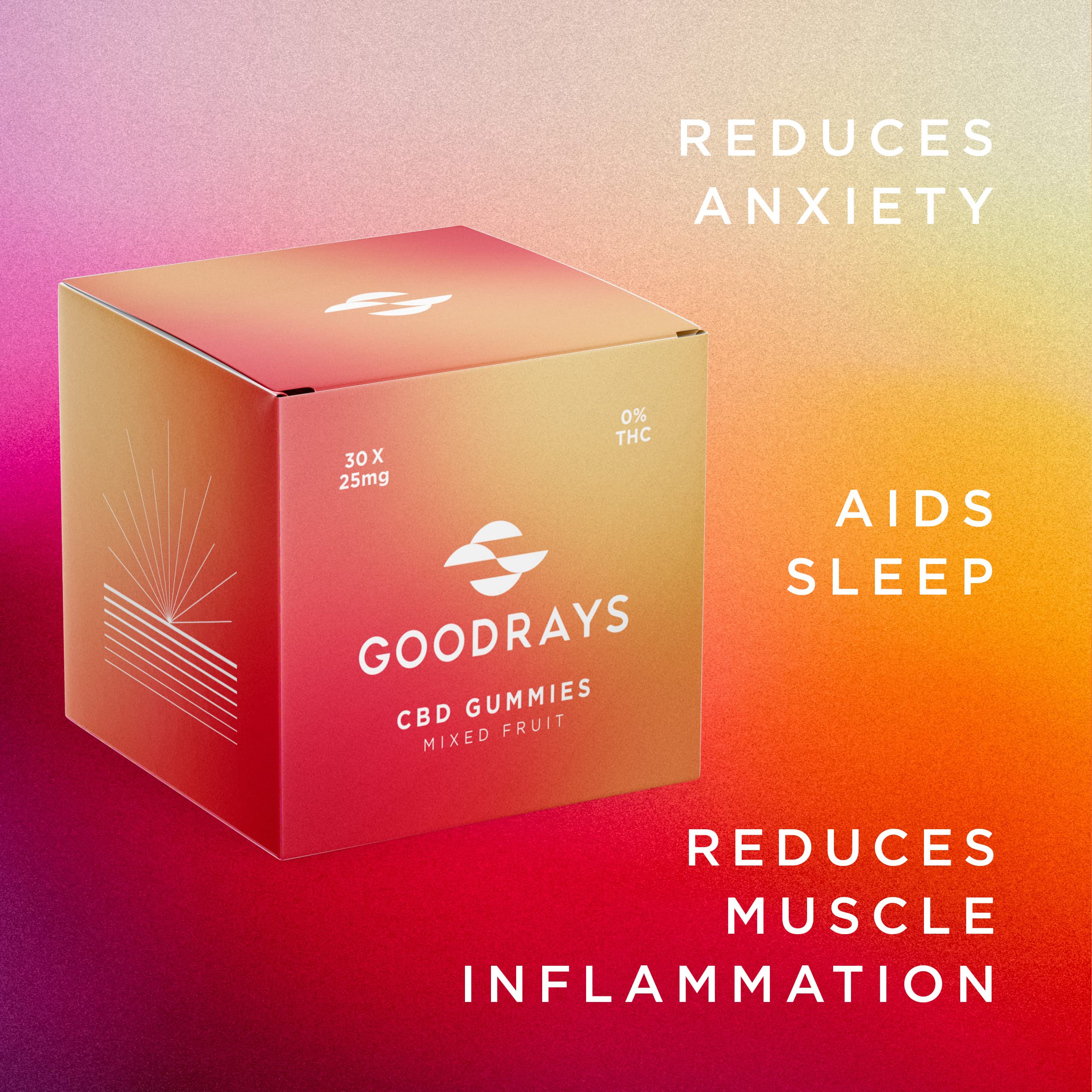 Goodrays - CBD Gummies - High Strength 30 x 25mg Mixed Fruits CBD Edibles Goodrays