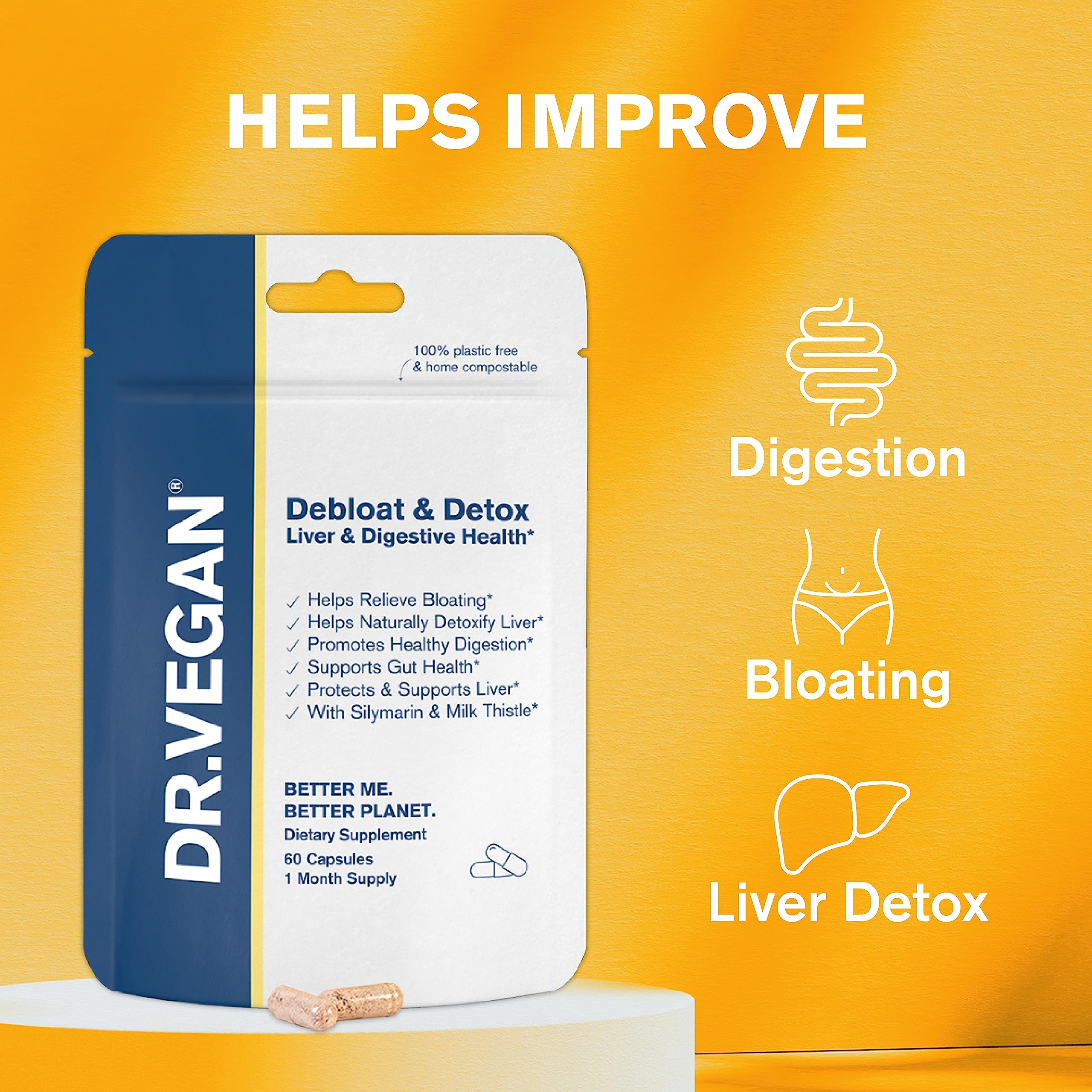 DR.VEGAN Debloat & Detox | Bloating, Digestion, Liver Support | Vitamins & Supplements dr vegan