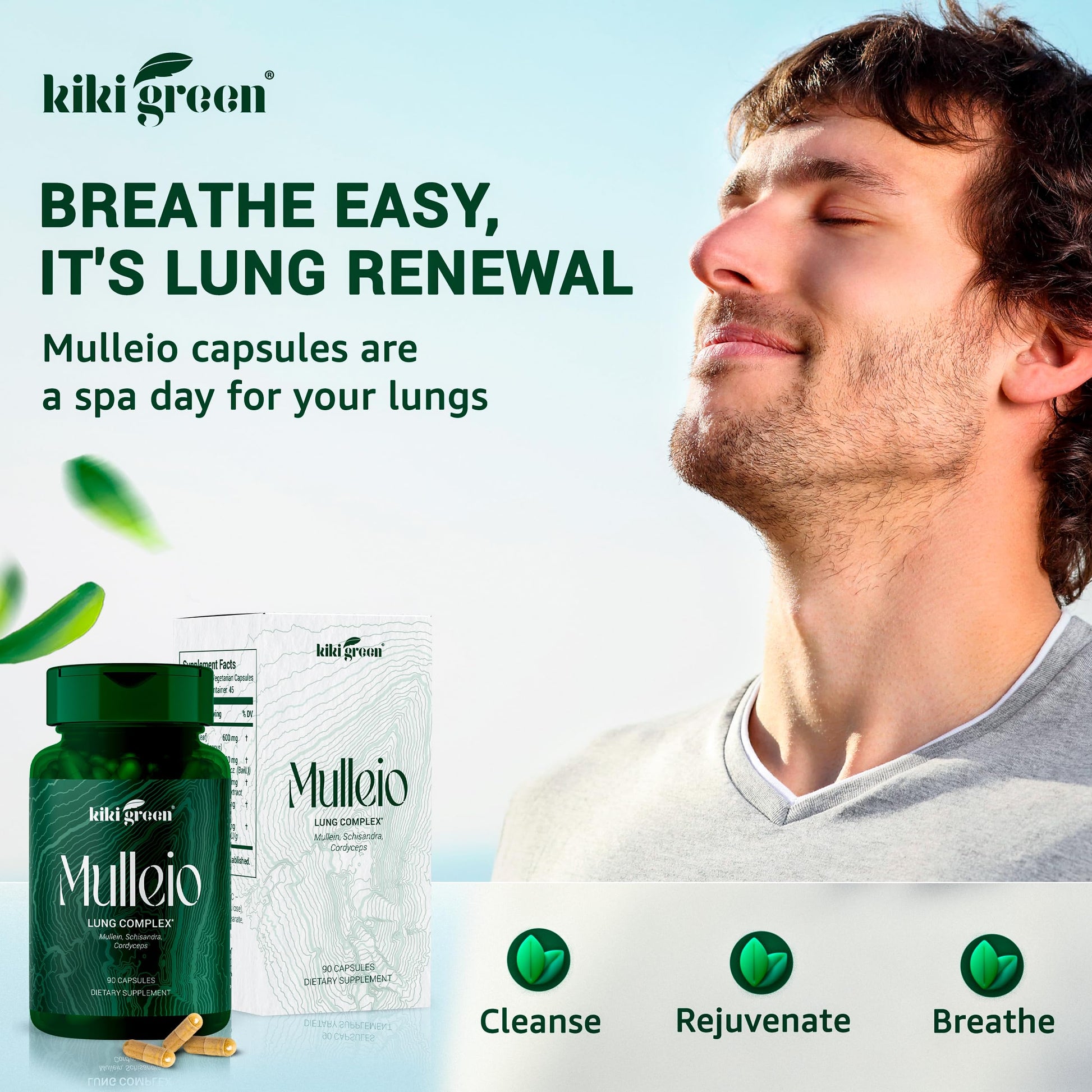 KIKI Green MULLEIO Lung Health Capsules: Herbal Supplement for Lung Cleanse, Better KIKI Green