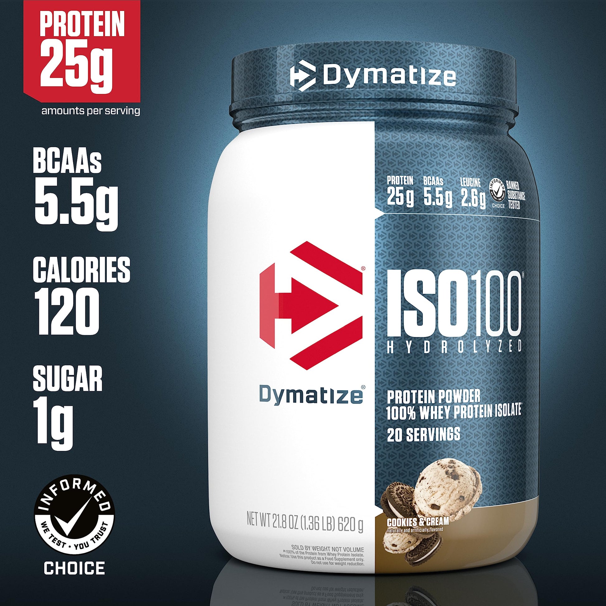 Dymatize ISO100 Hydrolyzed Protein Powder, 100% Whey Isolate Protein, 25g of Protein Dymatize
