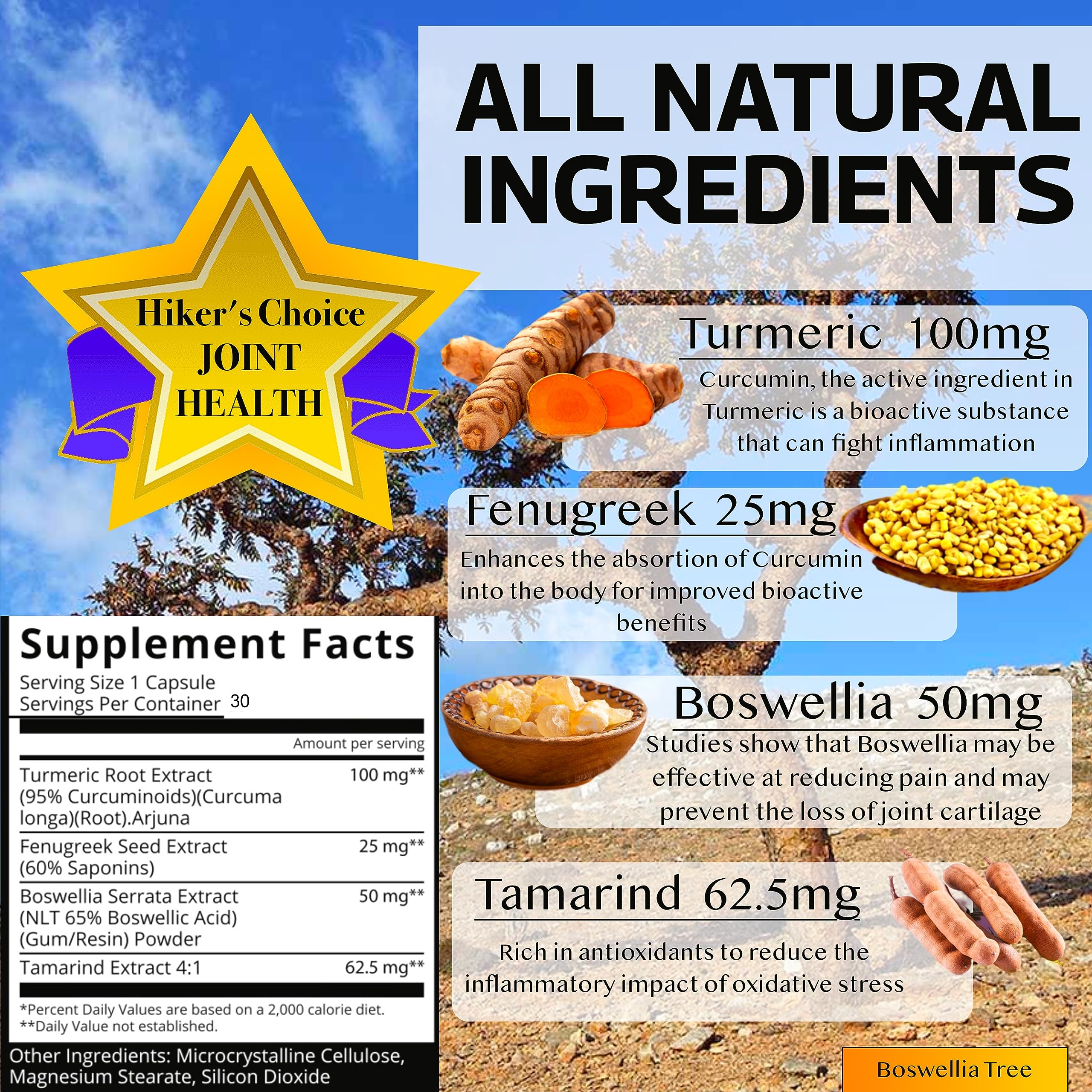 Native Source Joint Support Supplement - Turmeric - Tamarind - Boswellia - Fenugreek Native Source