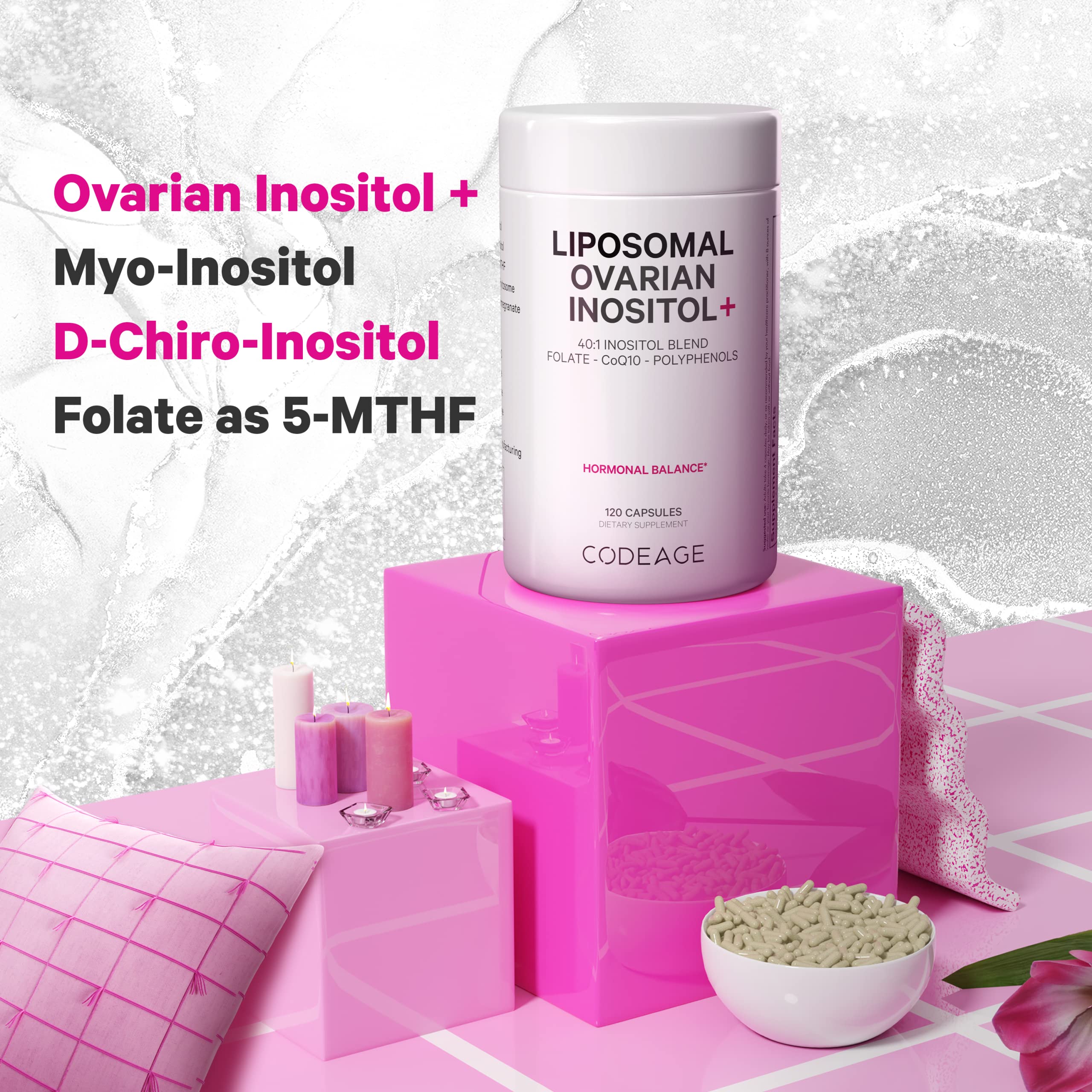 Codeage Liposomal Ovarian Inositol + Supplement - Myo-Inositol, D-Chiro-Inositol Codeage