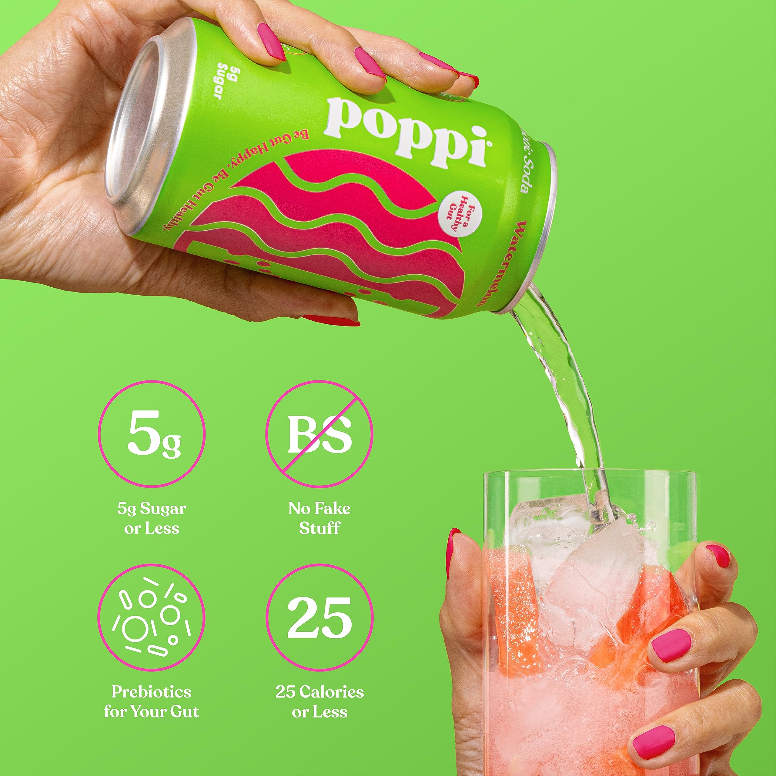 POPPI Sparkling Prebiotic Soda, Beverages w/Apple Cider Vinegar, Seltzer Water & Juice poppi