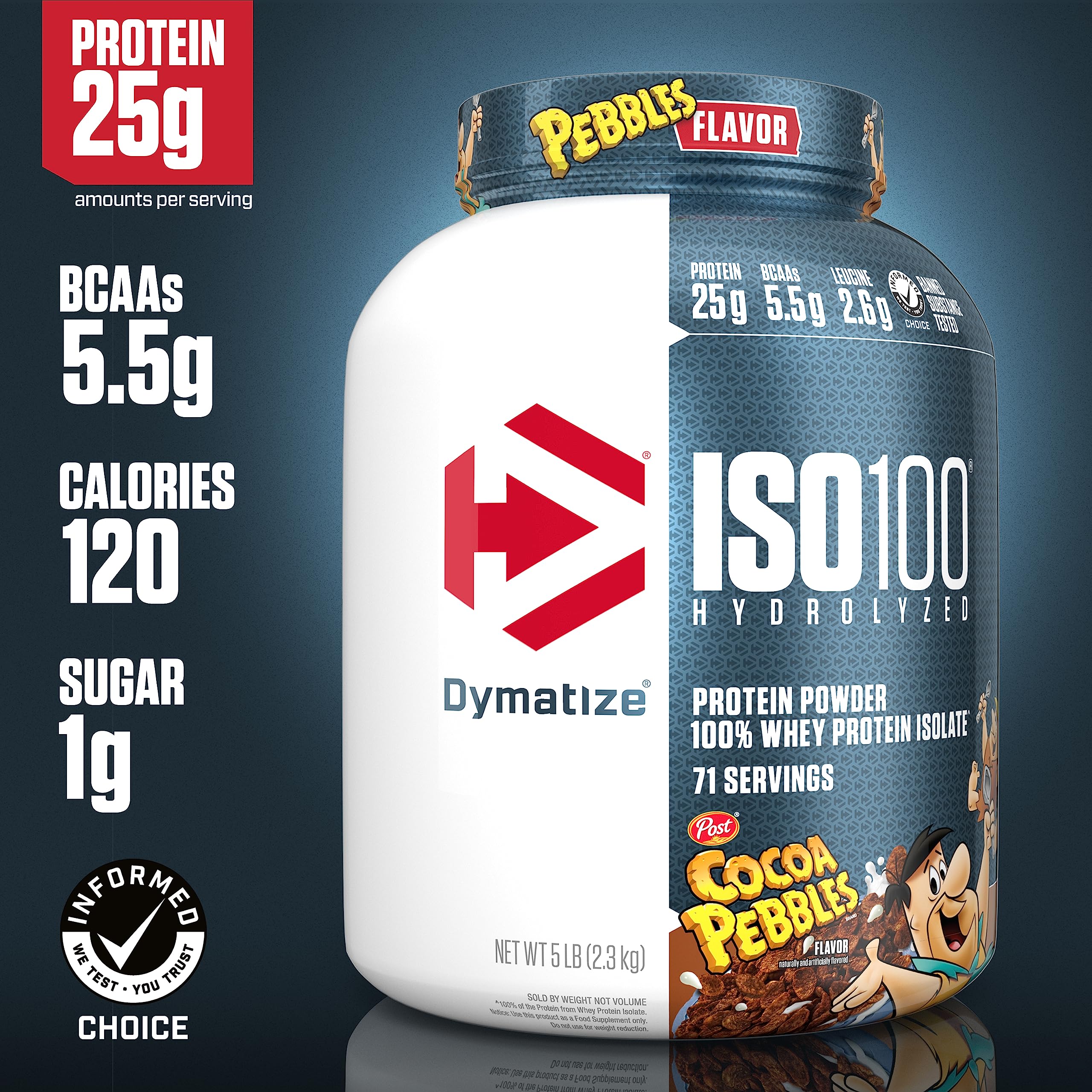 Dymatize ISO100 Hydrolyzed Protein Powder, 100% Whey Isolate, 25g of Protein, 5.5g Dymatize