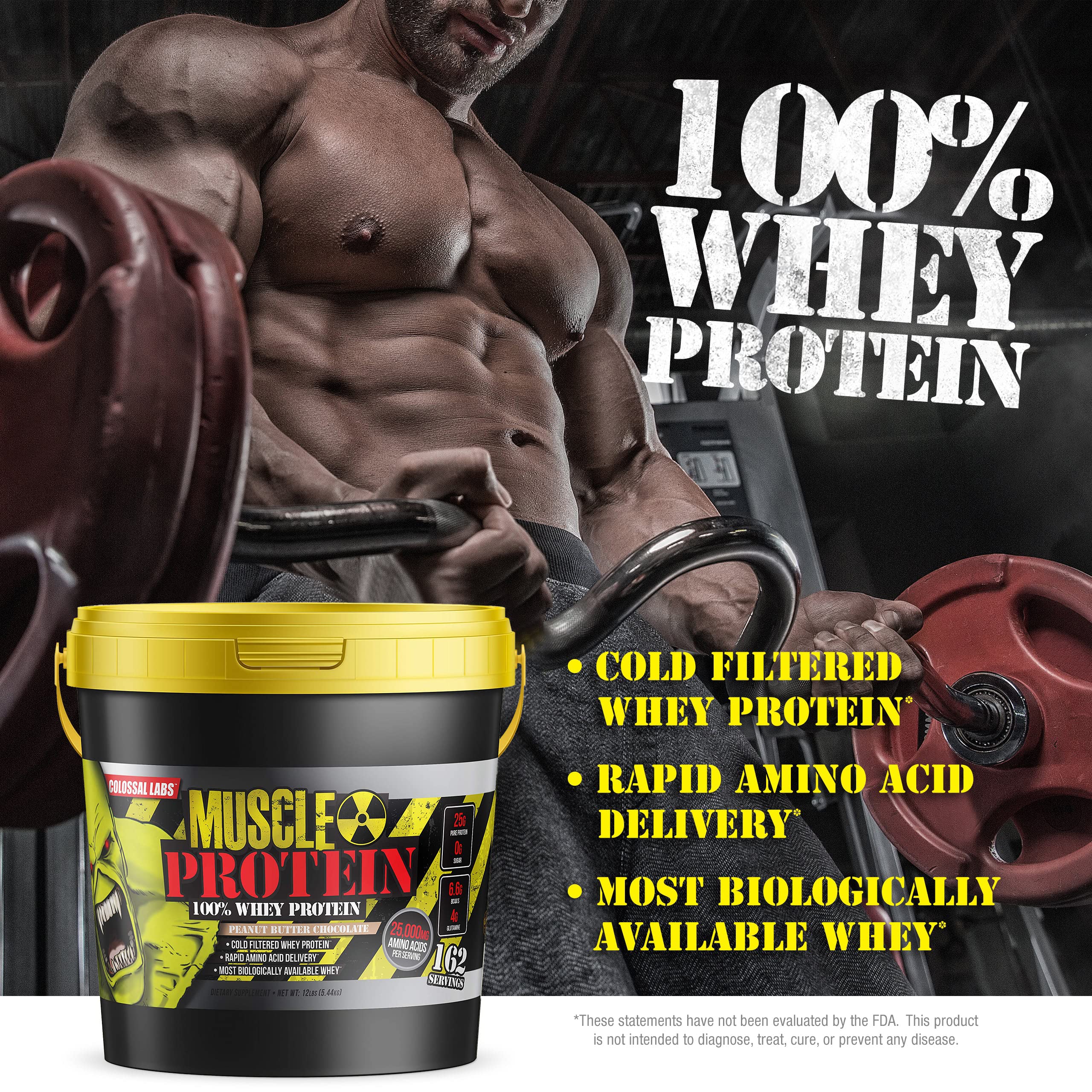 COLOSSAL LABS Muscle Growth Whey Protein [12 lbs/Pack of 1]–Peanut Butter Chocolate COLOSSAL LABS